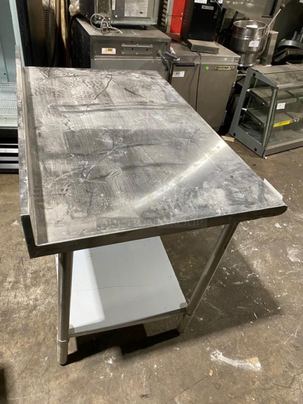 Sauber Select Commercial Stainless Steel Single Shelf Worktop Table! With Back Splash! Model: PA7348! On Legs! - Image 4 of 8