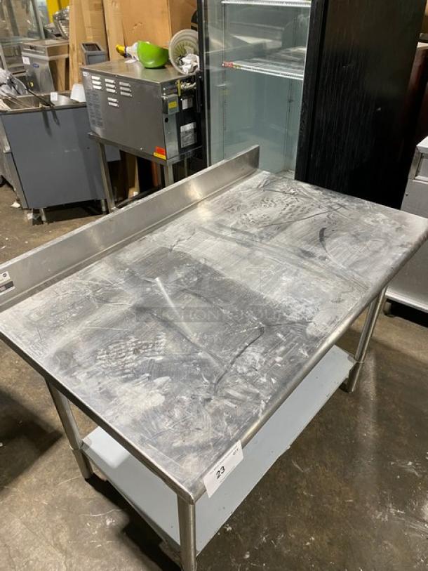 Sauber Select Commercial Stainless Steel Single Shelf Worktop Table! With Back Splash! Model: PA7348! On Legs! - Image 5 of 8
