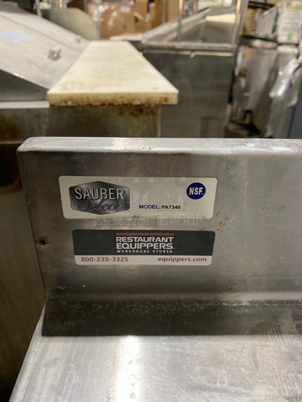 Sauber Select Commercial Stainless Steel Single Shelf Worktop Table! With Back Splash! Model: PA7348! On Legs! - Image 8 of 8