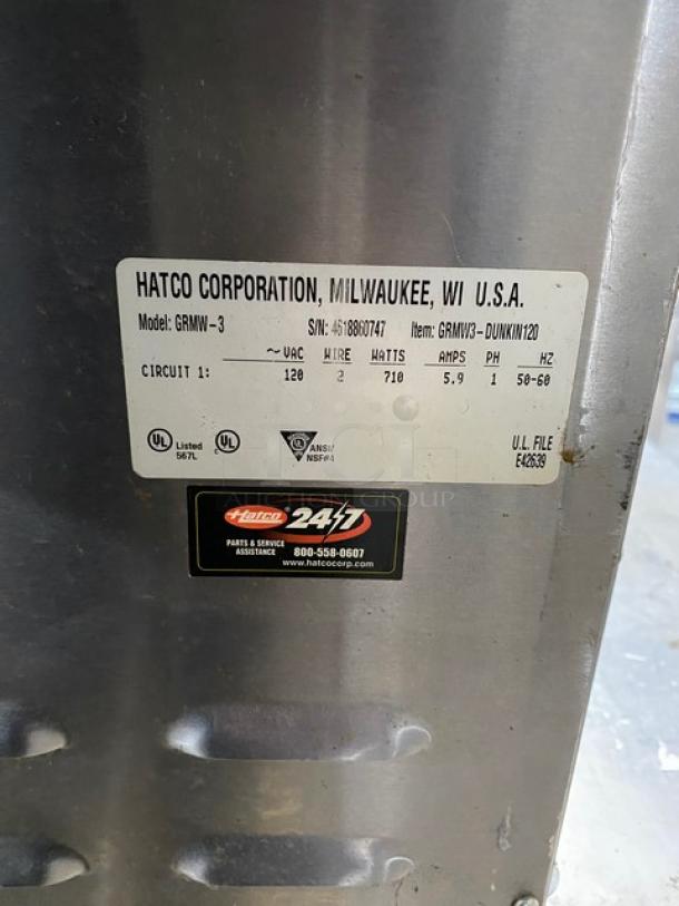 Hatco Glo-Ray Series Commercial Stainless Steel Electric Powered Countertop Food Warmer! Model: GRMW-3 SN: 4618860747! 120V 1 Phase! - Image 7 of 9