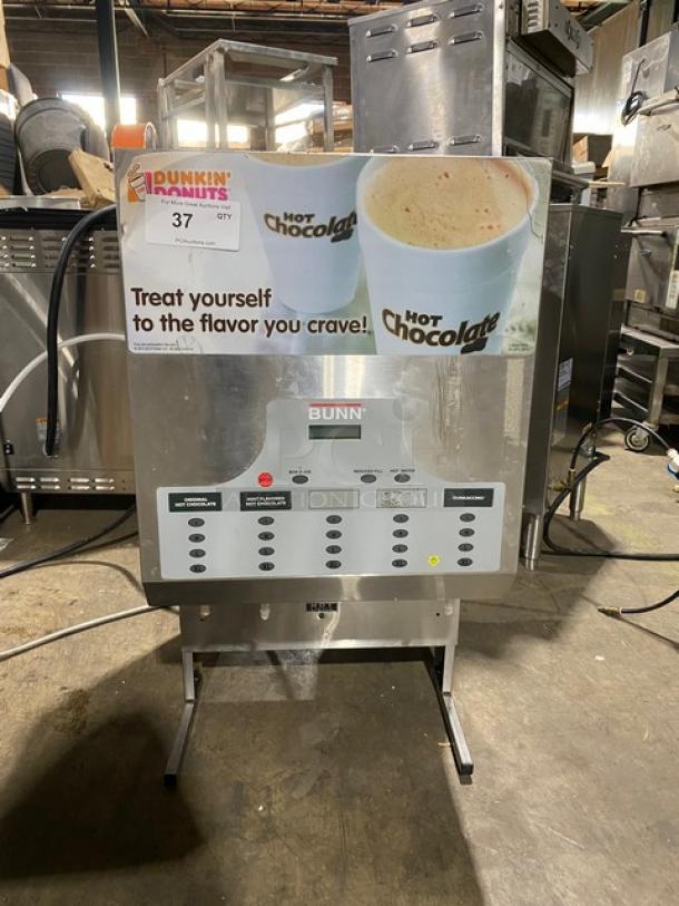Bunn Dunkin Donuts Style Commercial Stainless Steel Electric Powered Countertop 5-Flavor Hot Chocolate/Cappuccino Hot Beverage Machine! With Hot Water Dispenser! With Digital Controls! Model: IMIX-5 SN: IMIX036613! 120/208-240V 1 Phase! On Legs! - Image 1 of 13