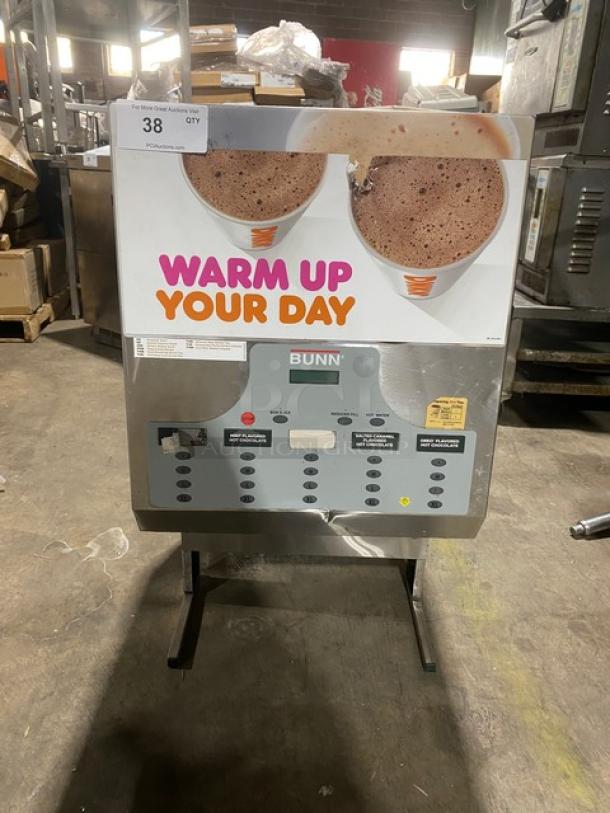 Bunn Dunkin Donuts Style Commercial Stainless Steel Electric Powered Countertop 5-Flavor Hot Chocolate/Cappuccino Hot Beverage Machine! With Hot Water Dispenser! With Digital Controls! Model: IMIX-5 SN: IMIX032348! 120/208-240V 1 Phase! On Legs! - Image 1 of 12