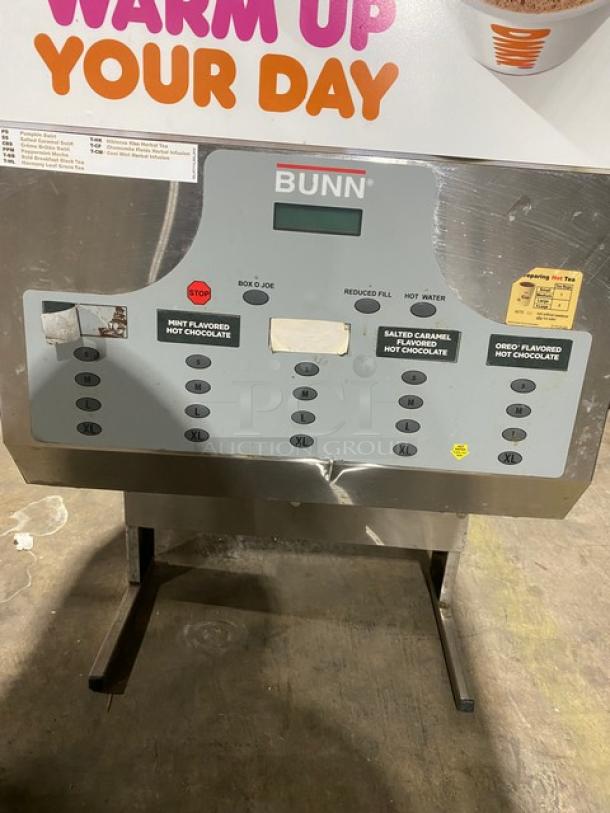 Bunn Dunkin Donuts Style Commercial Stainless Steel Electric Powered Countertop 5-Flavor Hot Chocolate/Cappuccino Hot Beverage Machine! With Hot Water Dispenser! With Digital Controls! Model: IMIX-5 SN: IMIX032348! 120/208-240V 1 Phase! On Legs! - Image 5 of 12