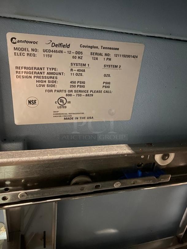 Delfield Commercial Stainless Steel 4 Drawer Refrigerated Bain Marie Style Mega Top Salad/Sandwich Prep Table! With Removable Cutting Board! Model: UCD4464N-12-DD5 SN: 1211152001424! 115V 1 Phase! On Casters! - Image 7 of 10