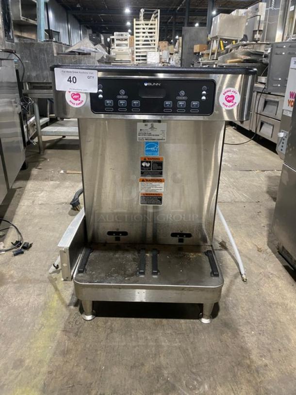 Bunn Infusion Series Commercial Stainless Steel Electric Powered Countertop Twin Soft Heat Coffee Brewer! Energy Star Certified! With Hot Water Dispenser!  Model: ICBTWINSH SN: ICBT051251! 120/208V 1 Phase! On Legs! - Image 1 of 11