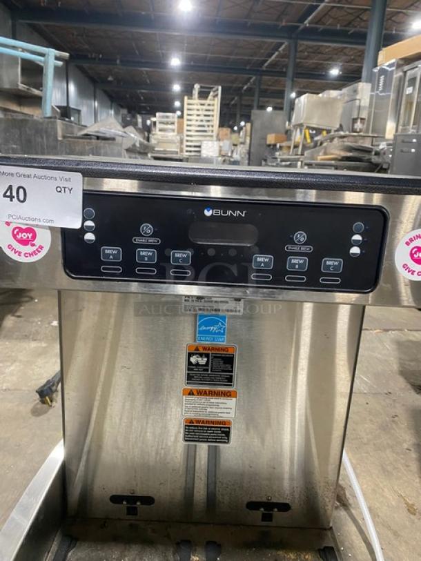 Bunn Infusion Series Commercial Stainless Steel Electric Powered Countertop Twin Soft Heat Coffee Brewer! Energy Star Certified! With Hot Water Dispenser!  Model: ICBTWINSH SN: ICBT051251! 120/208V 1 Phase! On Legs! - Image 7 of 11