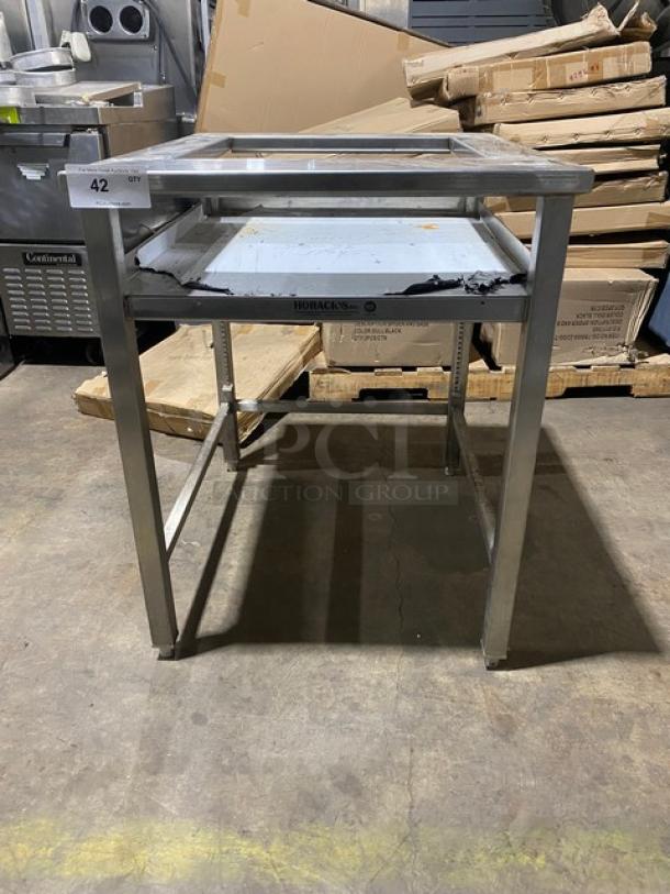 Horacios Commercial Stainless Steel Single Shelf Equipment Stand! With Square Cut Out! On Legs! - Image 1 of 7
