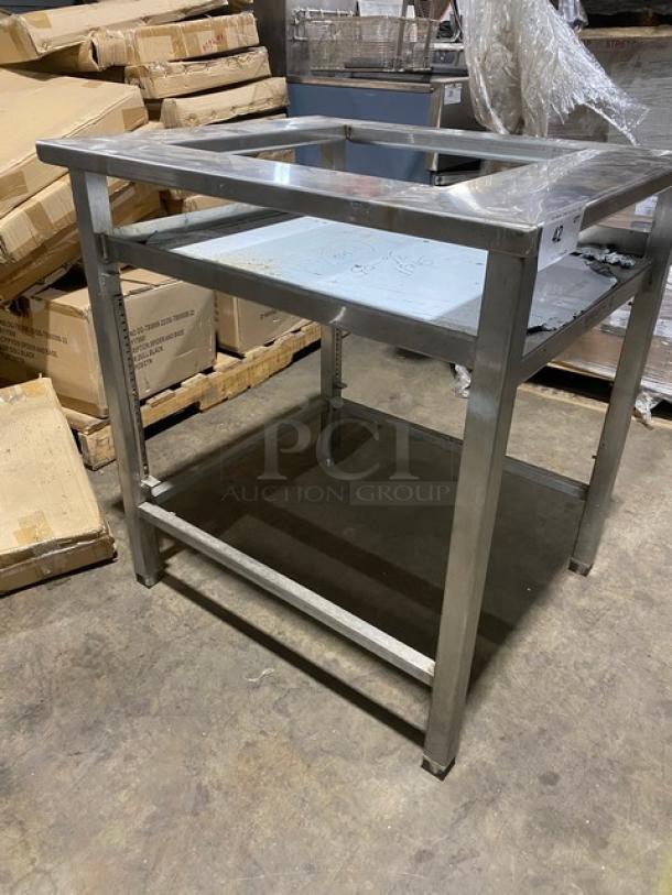 Horacios Commercial Stainless Steel Single Shelf Equipment Stand! With Square Cut Out! On Legs! - Image 2 of 7