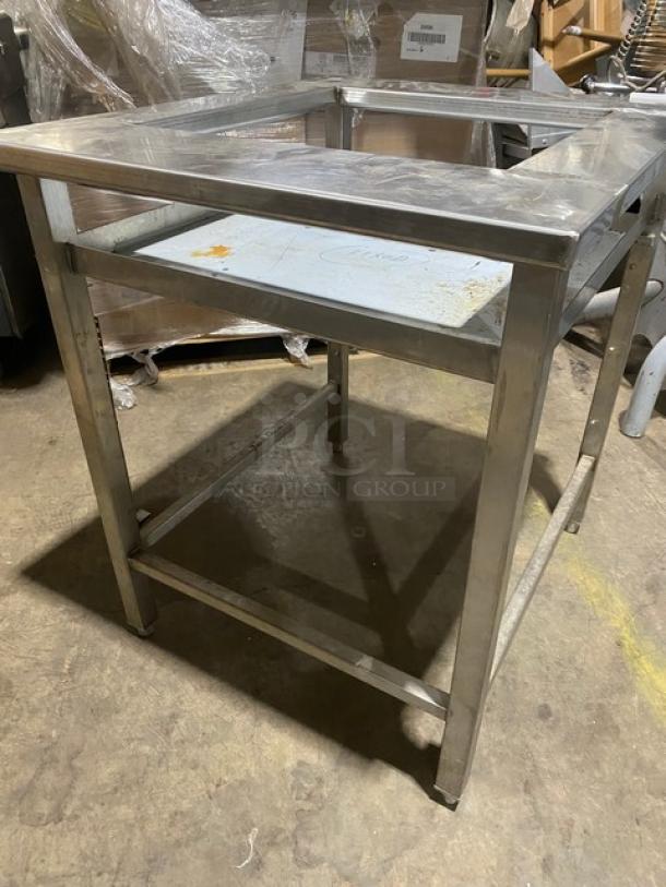 Horacios Commercial Stainless Steel Single Shelf Equipment Stand! With Square Cut Out! On Legs! - Image 3 of 7