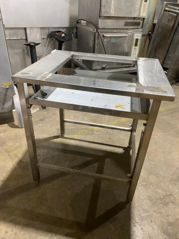 Horacios Commercial Stainless Steel Single Shelf Equipment Stand! With Square Cut Out! On Legs! - Image 4 of 7
