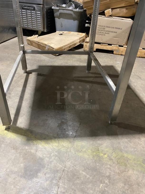 Horacios Commercial Stainless Steel Single Shelf Equipment Stand! With Square Cut Out! On Legs! - Image 7 of 7