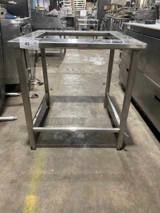 Horacios Commercial Stainless Steel Open Base Equipment Stand! With Square Cut Out! On Legs!