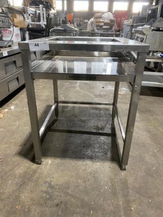 Horacios Commercial Stainless Steel Single Shelf Equipment Stand! With Square Cut Out! On Legs!