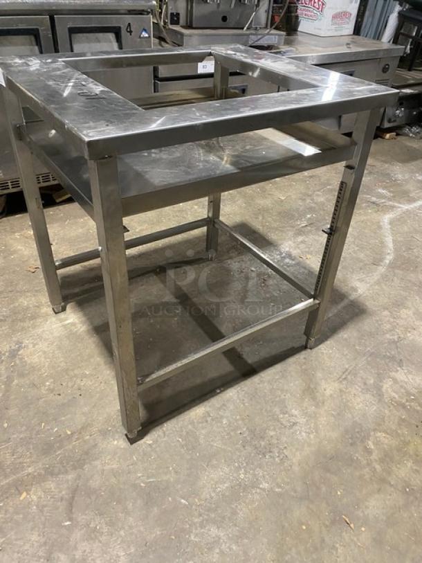 Horacios Commercial Stainless Steel Single Shelf Equipment Stand! With Square Cut Out! On Legs! - Image 2 of 8