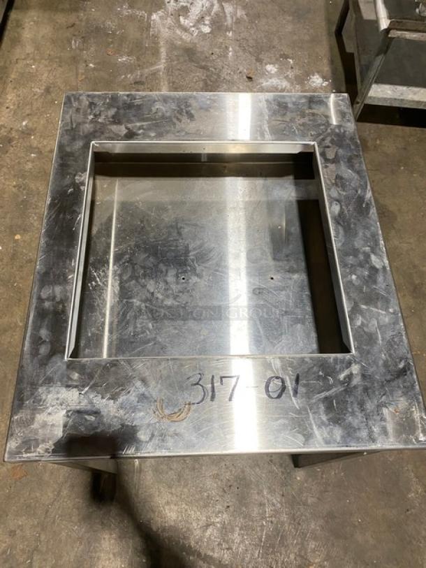 Horacios Commercial Stainless Steel Single Shelf Equipment Stand! With Square Cut Out! On Legs! - Image 5 of 8
