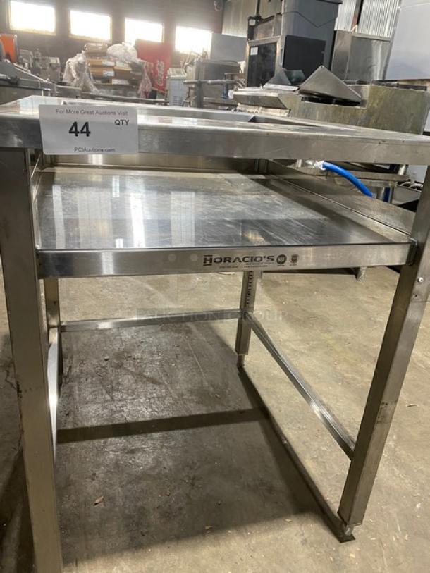 Horacios Commercial Stainless Steel Single Shelf Equipment Stand! With Square Cut Out! On Legs! - Image 6 of 8