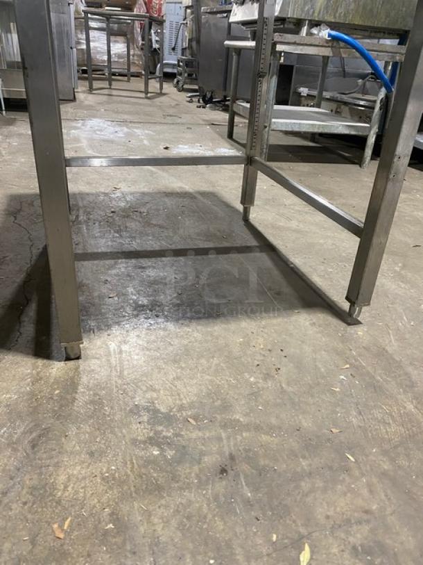 Horacios Commercial Stainless Steel Single Shelf Equipment Stand! With Square Cut Out! On Legs! - Image 7 of 8