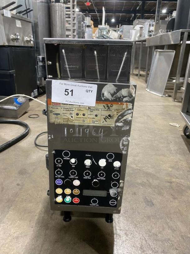 Taylor Dunkin Donuts Style Commercial Stainless Steel Electric Powered Countertop Flavor Shot Dispenser Machine! With 9 Clear Polycarbonate Hoppers! Model: C006-12 SN: K5026017! 120V 1 Phase! On Legs! - Image 1 of 11