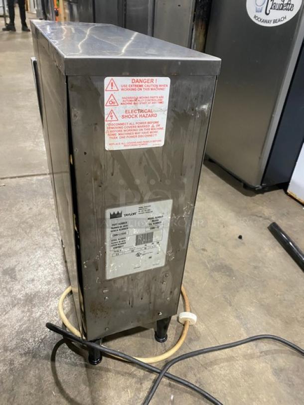 Taylor Dunkin Donuts Style Commercial Stainless Steel Electric Powered Countertop Flavor Shot Dispenser Machine! With 9 Clear Polycarbonate Hoppers! Model: C006-12 SN: K5026017! 120V 1 Phase! On Legs! - Image 3 of 11