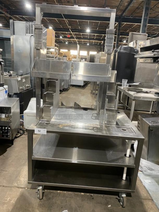 Custom Commercial Stainless Steel Multi-Level Equipment Center Cart! On Casters! - Image 1 of 9