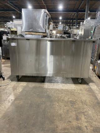 Custom Dunkin Donuts Style Commercial Stainless Steel Worktop Table/Equipment Cart! With Enclosed Storage Space! With 10 Dop-In Cup Dispensers! On Casters!