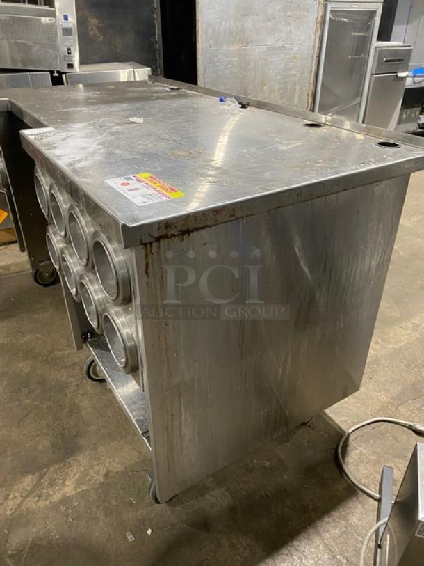 Custom Dunkin Donuts Style Commercial Stainless Steel Worktop Table/Equipment Cart! With Enclosed Storage Space! With 10 Dop-In Cup Dispensers! On Casters! - Image 2 of 9