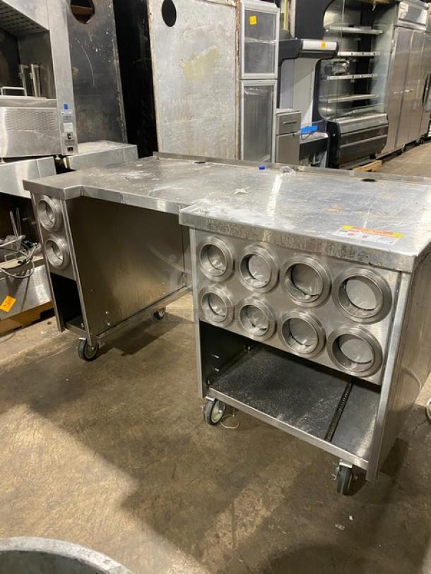 Custom Dunkin Donuts Style Commercial Stainless Steel Worktop Table/Equipment Cart! With Enclosed Storage Space! With 10 Dop-In Cup Dispensers! On Casters! - Image 3 of 9