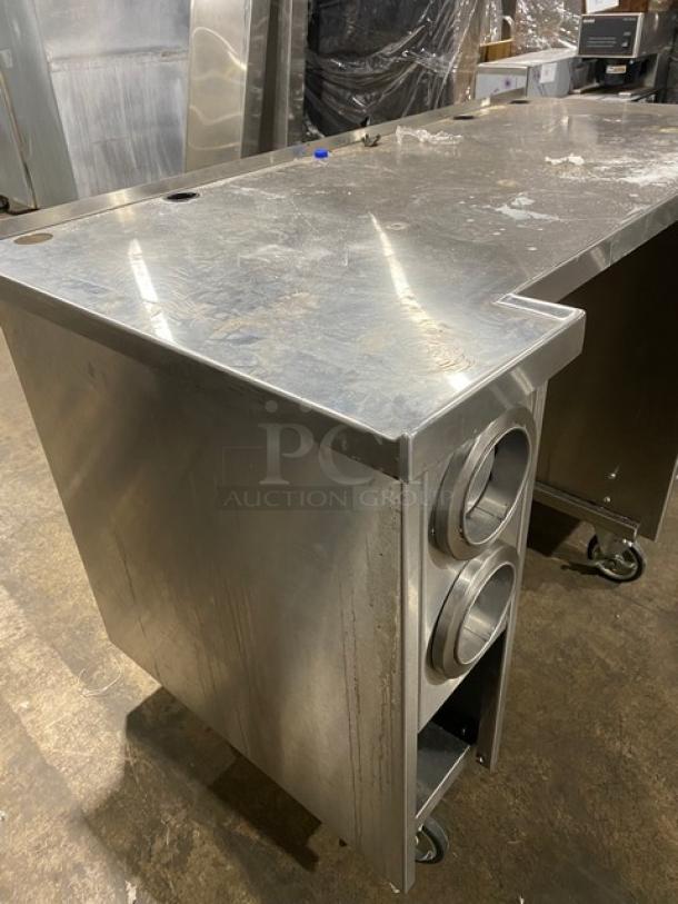 Custom Dunkin Donuts Style Commercial Stainless Steel Worktop Table/Equipment Cart! With Enclosed Storage Space! With 10 Dop-In Cup Dispensers! On Casters! - Image 4 of 9