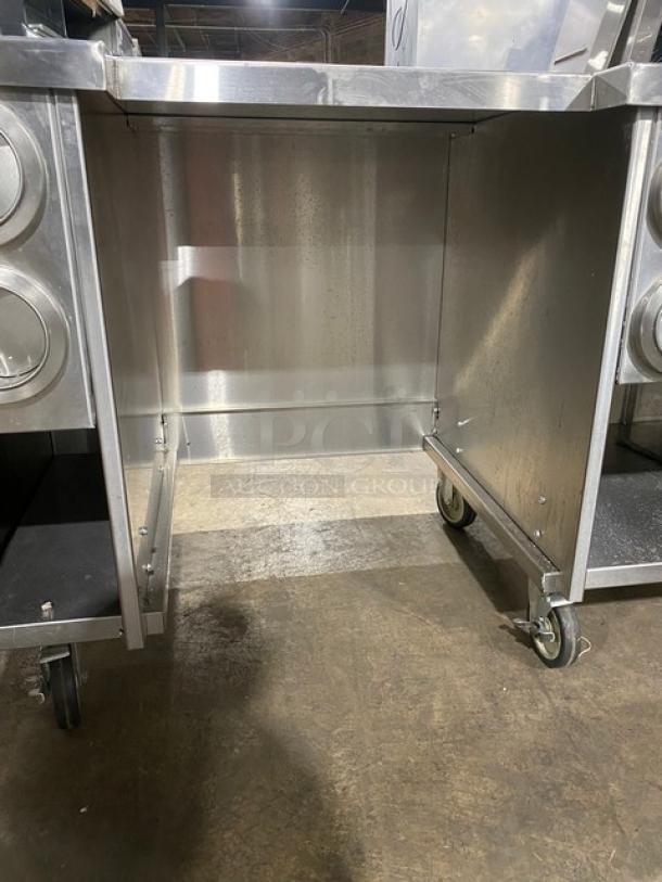 Custom Dunkin Donuts Style Commercial Stainless Steel Worktop Table/Equipment Cart! With Enclosed Storage Space! With 10 Dop-In Cup Dispensers! On Casters! - Image 5 of 9