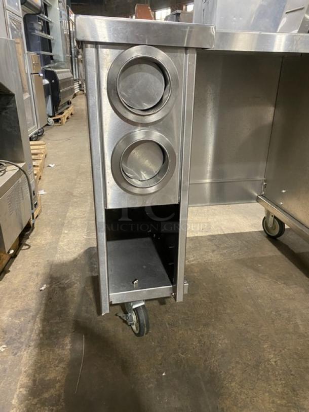 Custom Dunkin Donuts Style Commercial Stainless Steel Worktop Table/Equipment Cart! With Enclosed Storage Space! With 10 Dop-In Cup Dispensers! On Casters! - Image 6 of 9