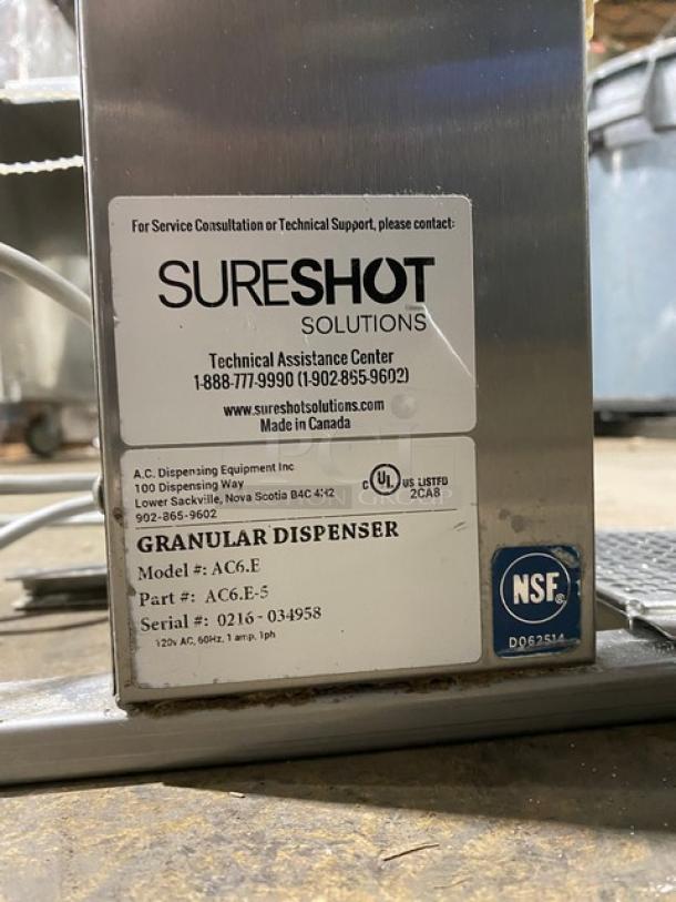 A.C. Dispensing Dunkin Donuts Style Commercial Stainless Steel Electric Powered Countertop SureShot Granular Sugar/Sweetener Dispenser! Model: AC6.E SN: 0216-034958! 120V 1 Phase! - Image 10 of 10