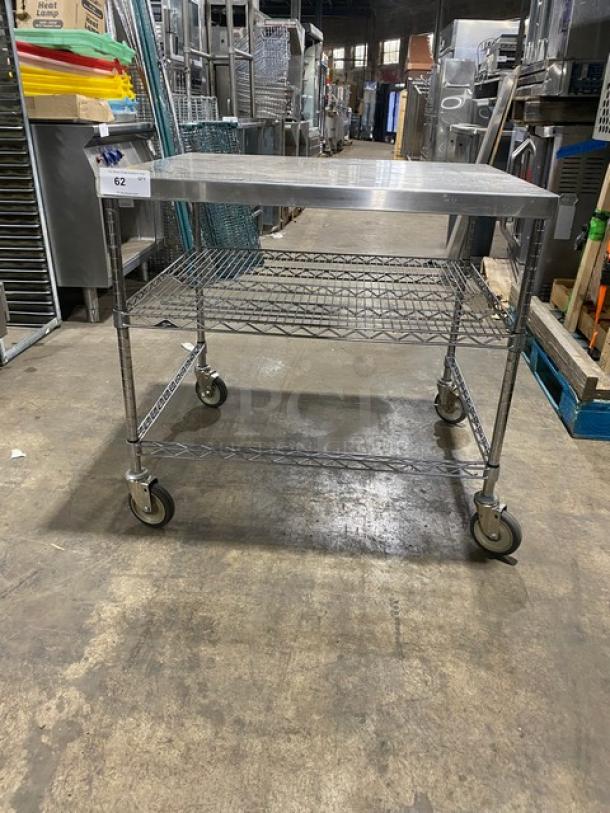 Commercial Stainless Steel Worktop Table! With Wire Rack Undershelf! On Casters! - Image 1 of 8