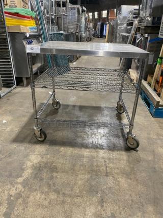 Commercial Stainless Steel Worktop Table! With Wire Rack Undershelf! On Casters!