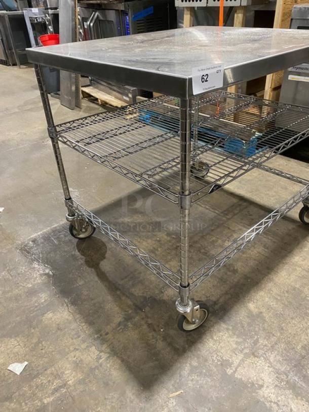 Commercial Stainless Steel Worktop Table! With Wire Rack Undershelf! On Casters! - Image 2 of 8