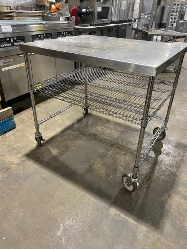 Commercial Stainless Steel Worktop Table! With Wire Rack Undershelf! On Casters! - Image 3 of 8