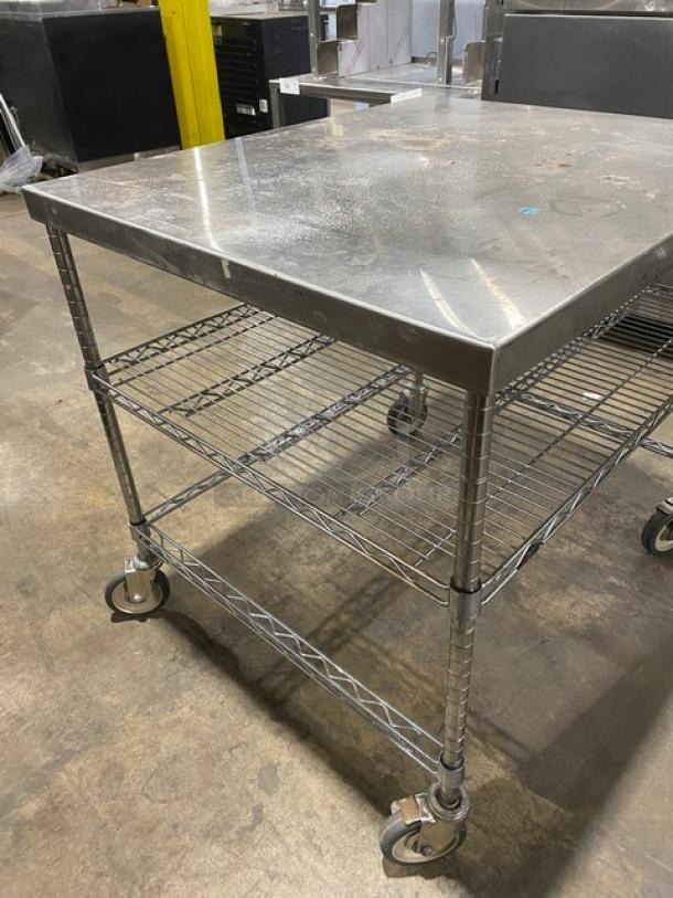 Commercial Stainless Steel Worktop Table! With Wire Rack Undershelf! On Casters! - Image 4 of 8
