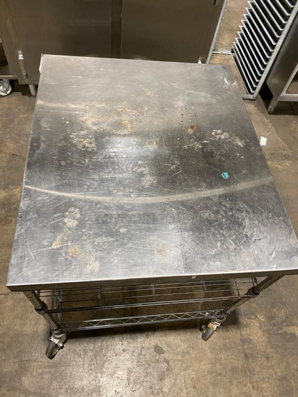 Commercial Stainless Steel Worktop Table! With Wire Rack Undershelf! On Casters! - Image 5 of 8