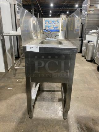 Commercial Stainless Steel Single Well Hand Washing Station! With Back & Side Splash! With Swivel Spout! On Legs!