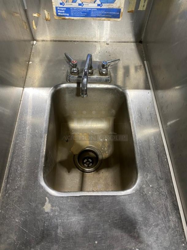 Commercial Stainless Steel Single Well Hand Washing Station! With Back & Side Splash! With Swivel Spout! On Legs! - Image 5 of 8