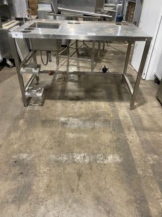 Custom Dunkin Donuts Style Commercial Stainless Steel Worktop Table/Equipment Stand! With Single Well Prep Sink! On Legs!