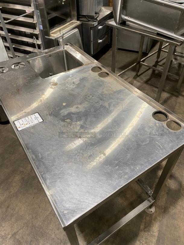 Custom Dunkin Donuts Style Commercial Stainless Steel Worktop Table/Equipment Stand! With Single Well Prep Sink! On Legs! - Image 5 of 8