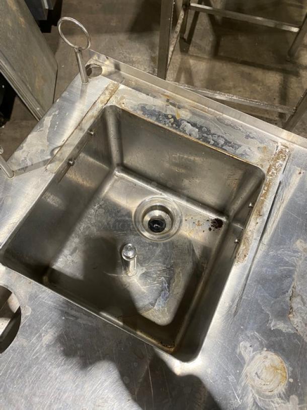 Custom Dunkin Donuts Style Commercial Stainless Steel Worktop Table/Equipment Stand! With Single Well Prep Sink! On Legs! - Image 6 of 8