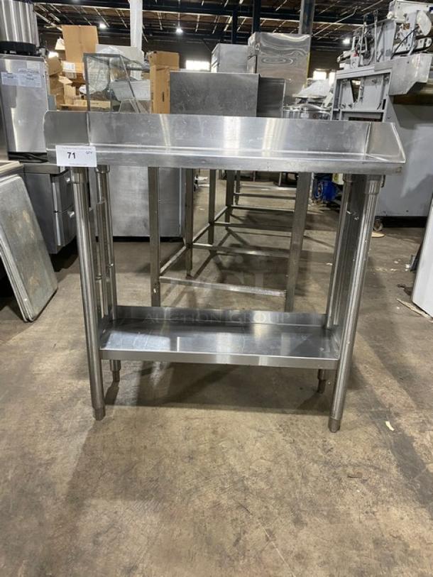 Commercial Stainless Steel Single Shelf Worktop Table! With Back & Side Splash! On Legs! - Image 1 of 8