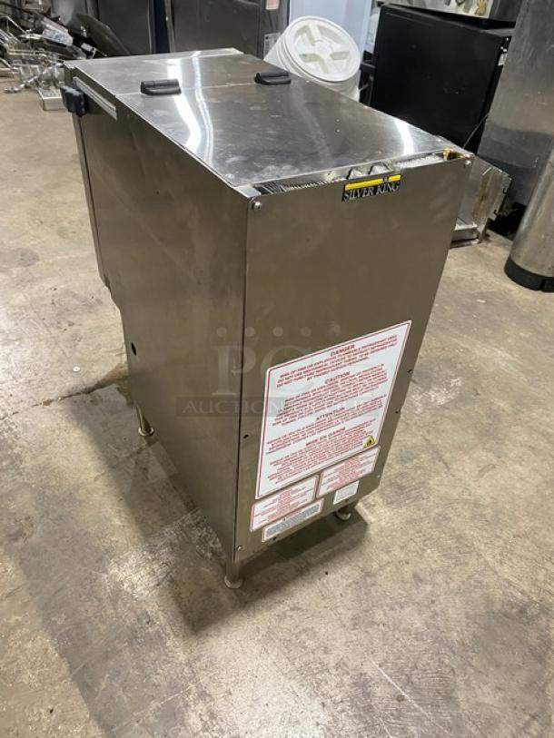 Silver King Dunkin Donuts Style Commercial Stainless Steel Electric Powered Countertop Milk/Creamer Dispenser Machine! With 3 Hoppers! On Legs! - Image 3 of 9