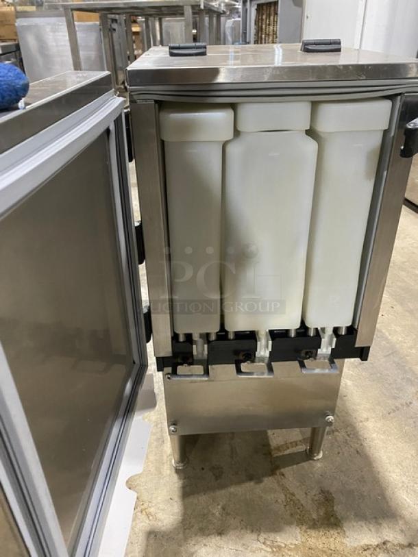 Silver King Dunkin Donuts Style Commercial Stainless Steel Electric Powered Countertop Milk/Creamer Dispenser Machine! With 3 Hoppers! On Legs! - Image 5 of 9