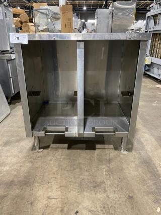 Commercial Stainless Steel Worktop Table/Equipment Stand! With Enclosed Split Storage Cabinet Base! On Legs!