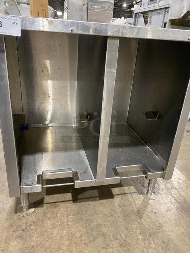 Commercial Stainless Steel Worktop Table/Equipment Stand! With Enclosed Split Storage Cabinet Base! On Legs! - Image 6 of 7