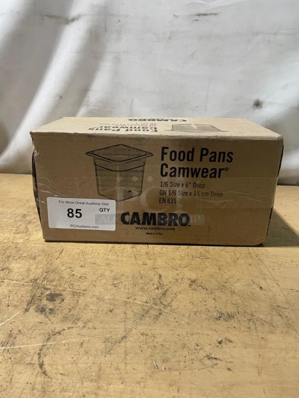 BRAND NEW! Cambro Camwear Series Commercial Clear Polycarbonate 1/6 Size 6" Deep Food Pans! 6 Per Case! Model: 66CWTRI135! - Image 1 of 10