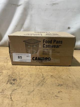 BRAND NEW! Cambro Camwear Series Commercial Clear Polycarbonate 1/6 Size 6" Deep Food Pans! 6 Per Case! Model: 66CWTRI135!
