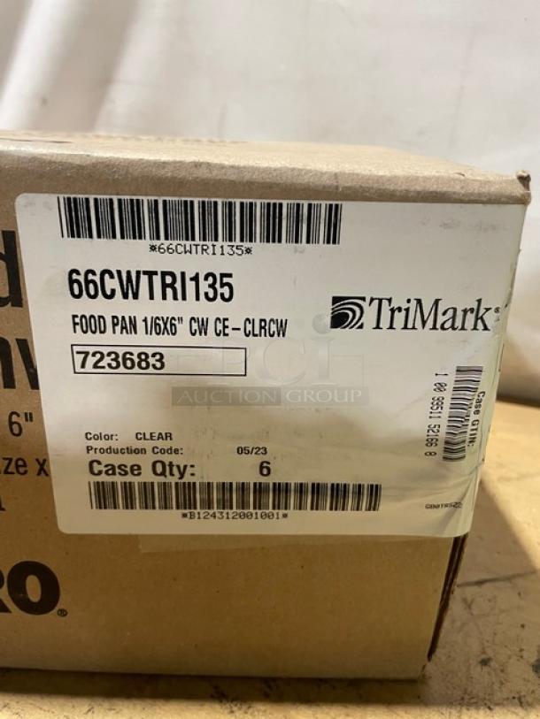 BRAND NEW! Cambro Camwear Series Commercial Clear Polycarbonate 1/6 Size 6" Deep Food Pans! 6 Per Case! Model: 66CWTRI135! - Image 4 of 10